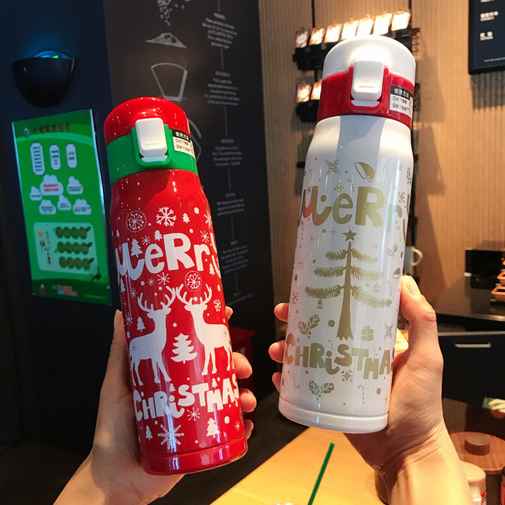 Elk Vacuum Mug Christmas Gift Portable Water Cup - ZEYTONCART