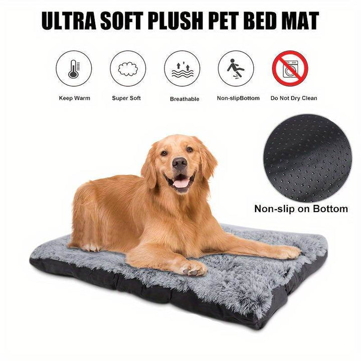 Pet Dog Bed Long Plush Cozy Warm Sleeping Beds Washable Anti-Slip Kennel Mats - ZEYTONCART