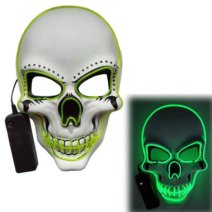 Glowing Mask Scary Ghost Face Halloween Funny White Skull Mask LED Glowing Props - ZEYTONCART
