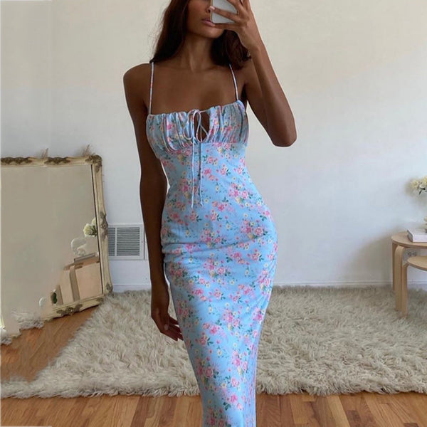 Sexy floral pleated dress - ZEYTONCART
