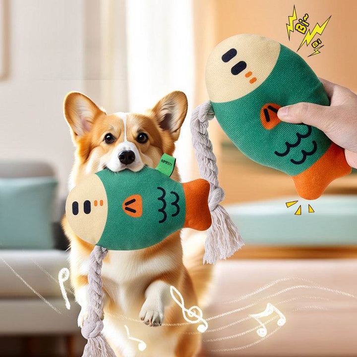 Plush Chew Toys For Inside Dog Plush Squeaky Toys Puffhead Fish Chew Toys Sound Interactive Teeth Toy Wear-Resistant Dog Toys - ZEYTONCART