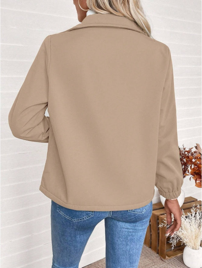 Casual Solid Color Zipper Fleece Jacket, Autumn Winter - ZEYTONCART
