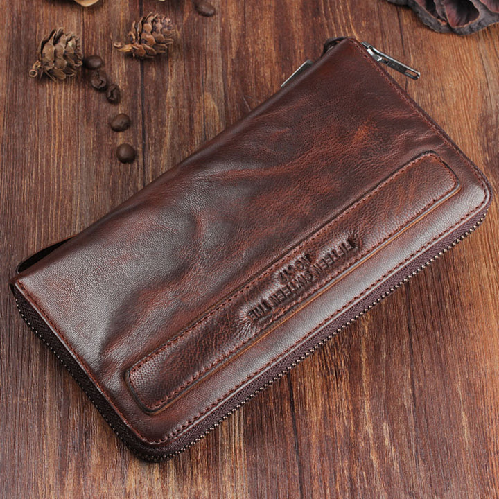 Men's Handmade Sheepskin Retro Long Wallet - ZEYTONCART