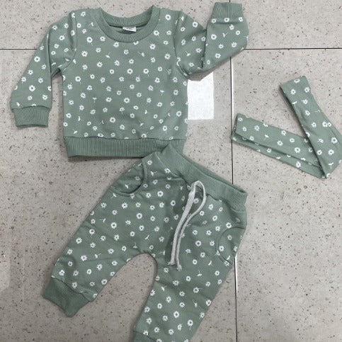 New Floral Floral Print Long Sleeve Pullover Suit - ZEYTONCART