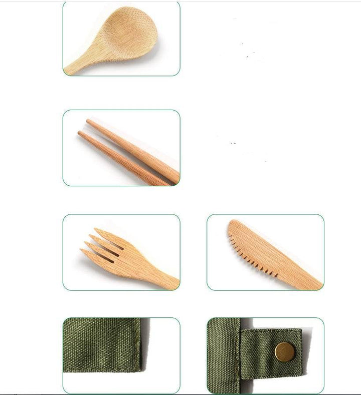 Bamboo Utensils Wooden Travel Cutlery Set Reusable Utensils With Pouch Camping Utensils Zero Waste Fork Spoon Knife Flatware Set - ZEYTONCART