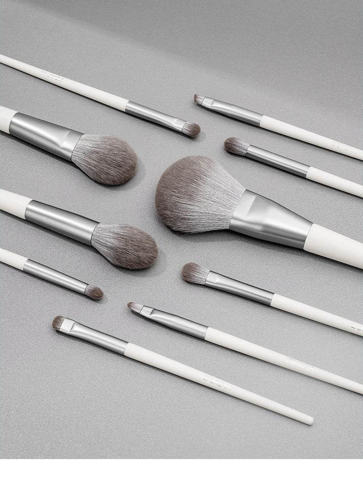 ZOREYA silver foxtail 10 makeup brushes - ZEYTONCART