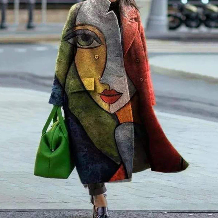 Women's Color Matching Plaid Long-sleeved Coat - ZEYTONCART