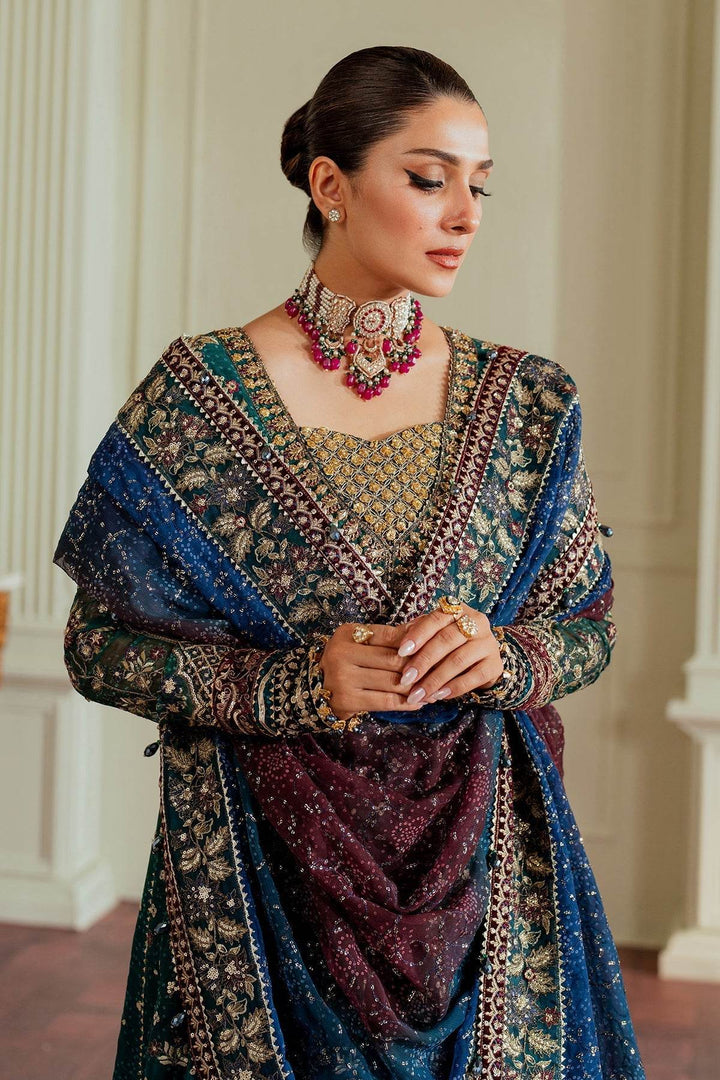 Luxurious 3-Piece Chiffon Ensemble – Chunri Elegance with Heirloom Craftsmanship EMBROIDERED CHIFFON CH13-03 UNSTITCHED - ZEYTONCART