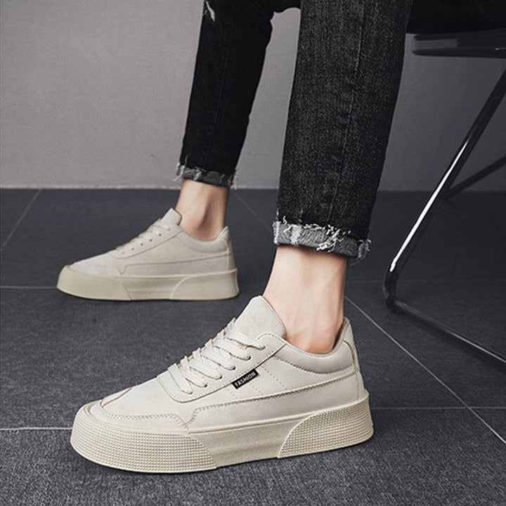 Casual Board Flat Shoes Men Breathable Thick-soled Lace-up Sneakers For Walking Running - ZEYTONCART