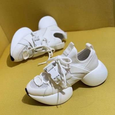 Ins Summer Breathable Mesh Leather Casual Sneakers For Women - ZEYTONCART