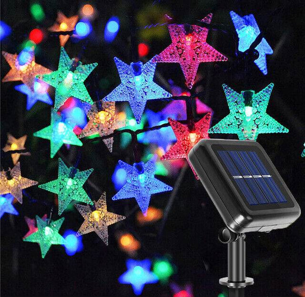 Solar Powered Star Fairy String LED Lights Waterproof Xmas Garden Outdoor Decor - ZEYTONCART