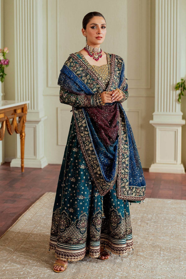 Luxurious 3-Piece Chiffon Ensemble – Chunri Elegance with Heirloom Craftsmanship EMBROIDERED CHIFFON CH13-03 UNSTITCHED - ZEYTONCART