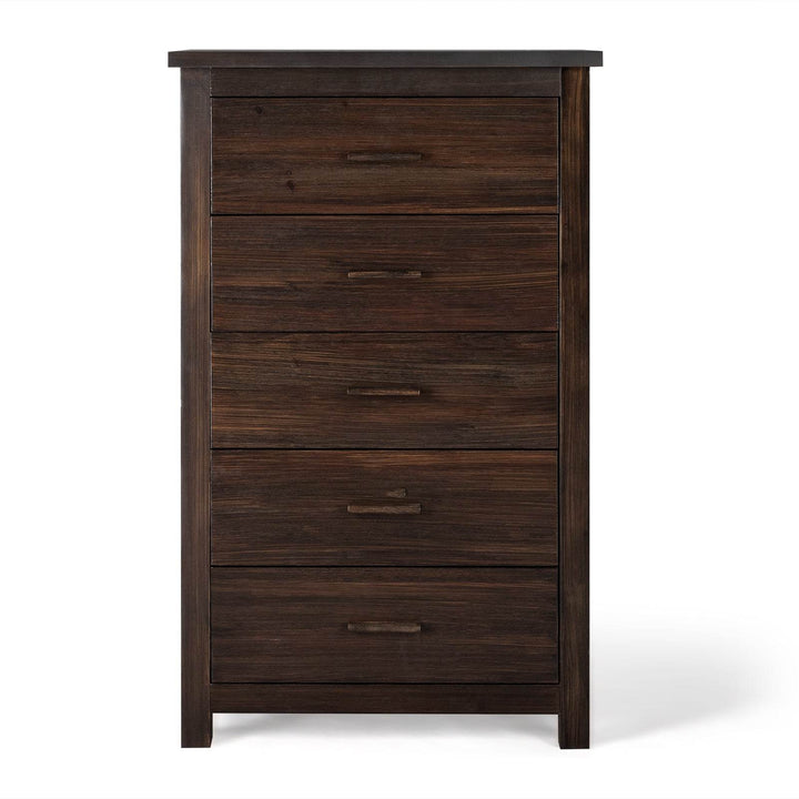 Brown Density Board With Solid Wood Veneer, Five Drawers In Vertical Arrangement, Drawer Cabinet - ZEYTONCART