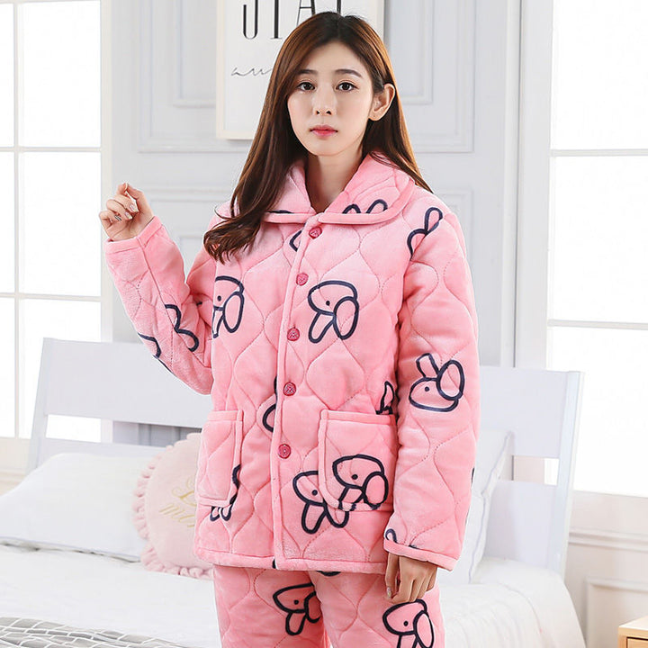 Women's Pajamas Winter Thickened Three Layers In Winter - ZEYTONCART