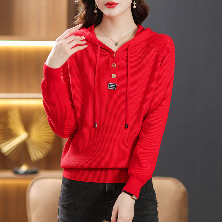 Women's Autumn And Winter Outerwear Knitted Hoodie - ZEYTONCART