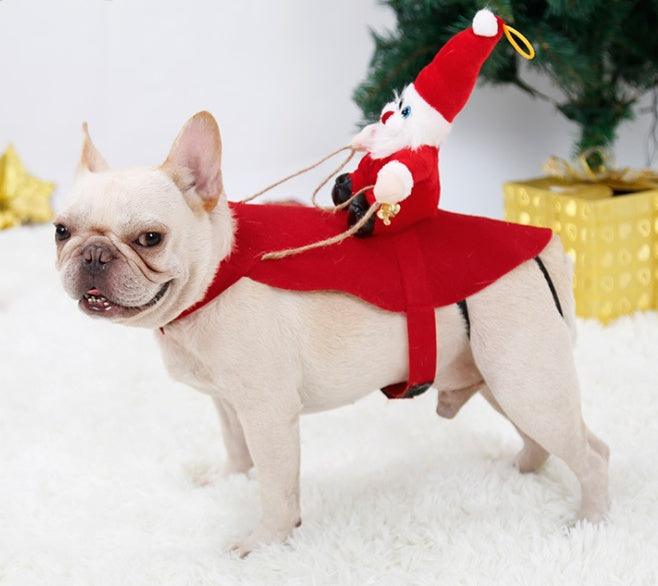 Dog Christmas Clothes Santa Claus Riding Deer - ZEYTONCART