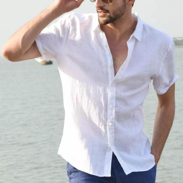 Summer Short-sleeved Shirt Casual Button Tops Men Clothing - ZEYTONCART