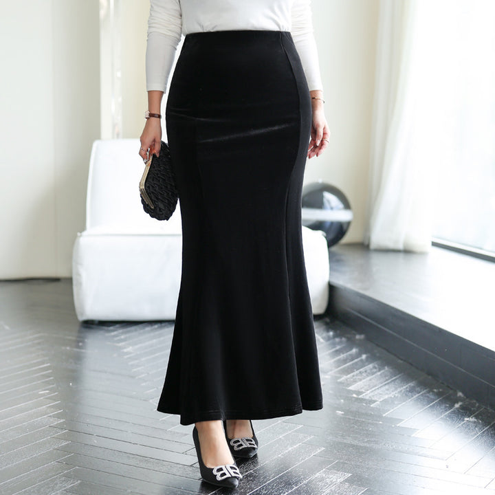 Hip Fishtail Elastic Waist Autumn And Winter Midi Dress - ZEYTONCART