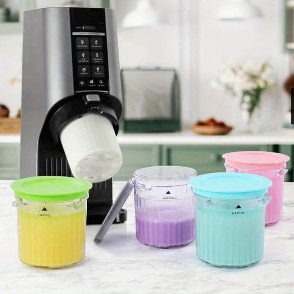 4 Pack Ice Cream Pints And Lids Compatible With Ninja Creami Breeze Ice Cream Makers, BPA-Free, Dishwasher Safe, For Nc299 300 301 Not For Nc100 - ZEYTONCART