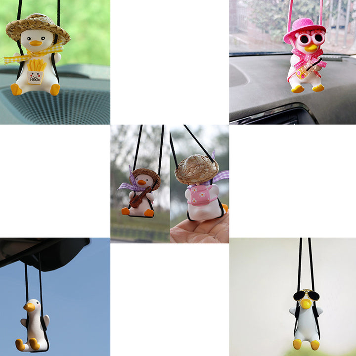 Car Pendant Cute Anime Little Duck Swing Auto Rearview Mirror Hanging Ornaments Interior Decoraction Accessories For Girls Gifts - ZEYTONCART