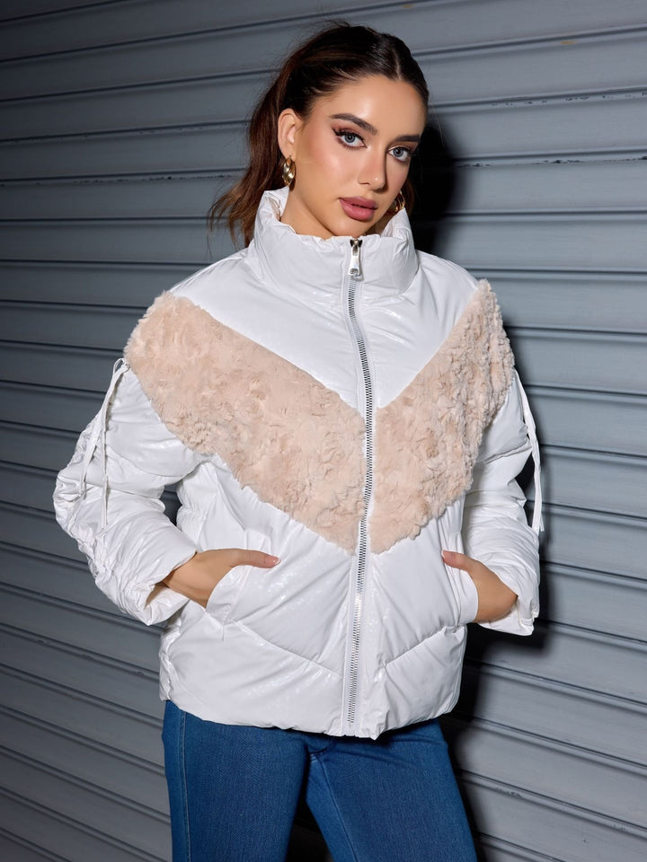Women's Short Fur Stitching New Fashion Autumn Winter Coat - ZEYTONCART