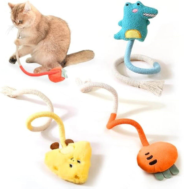 Sisal Rope Cat Toys Safe Catnip Toys Without Wire Cat Toys For Bored Indoor Cats Dental Kitty Chew Toys With Silvervine Gall Fruit,Bite-Resistant Teeth Clean Chew Cat Toy,kitty Toys - ZEYTONCART