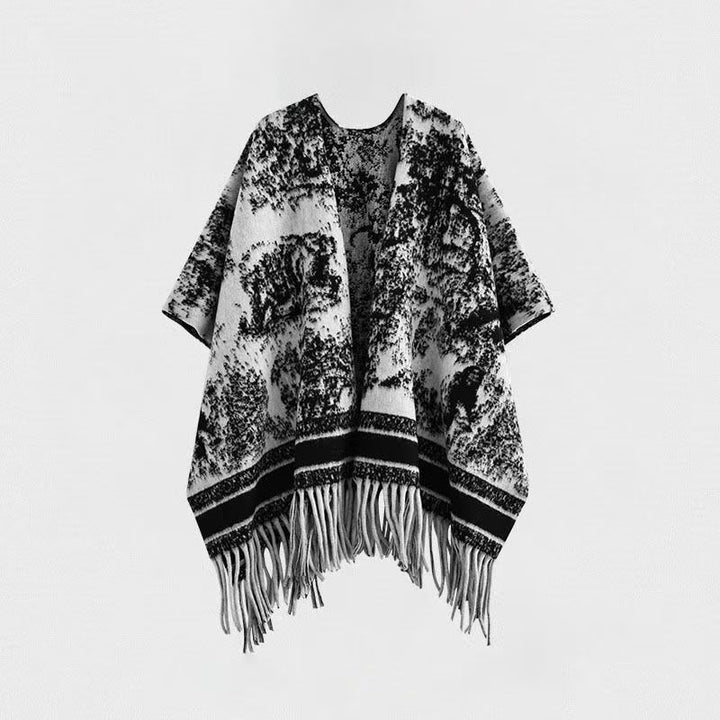 Ink Painting Double-sided Shawl Outer Match Women's Autumn And Winter Retro High Sense - ZEYTONCART