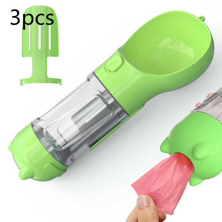 Pet Water Bottle Feeder Bowl Garbage Bag Storage Portable Pet Outdoor Travel 3 In 1 Dog Water Bottle - ZEYTONCART