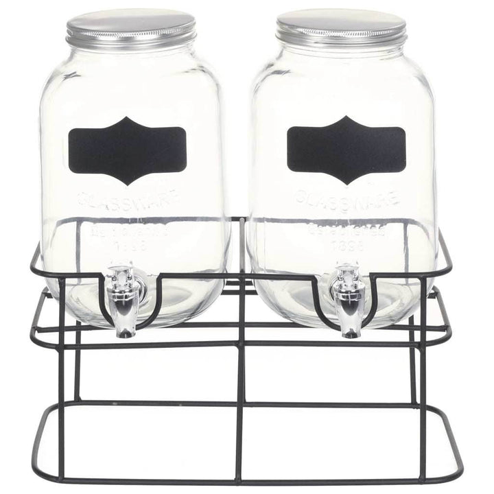 vidaXL Beverage Dispensers 2 pcs with Stand 2 x 4  L Glass - ZEYTONCART