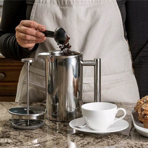 Double Stainless Steel Coffee Pot French Coffee Press Pot Insulation Pot Tea Maker Pressure Pot - ZEYTONCART