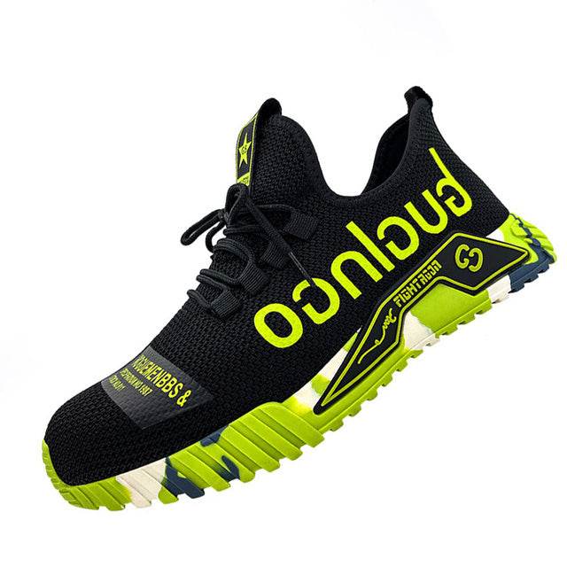 Indestructible Steel Toe Work Shoes For Men Letter Print Puncture Proof Sneakers - ZEYTONCART