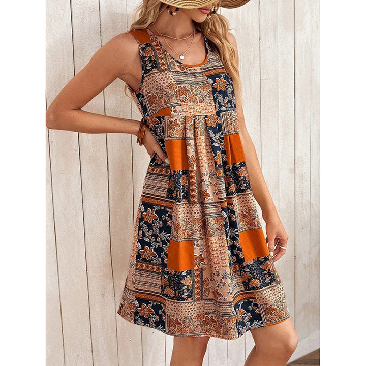 Women's Summer Dress Sleeveless Floral Boho Sundress Swimsuit Coverup Casual Loose Beach Vacation Tank Dresses - ZEYTONCART