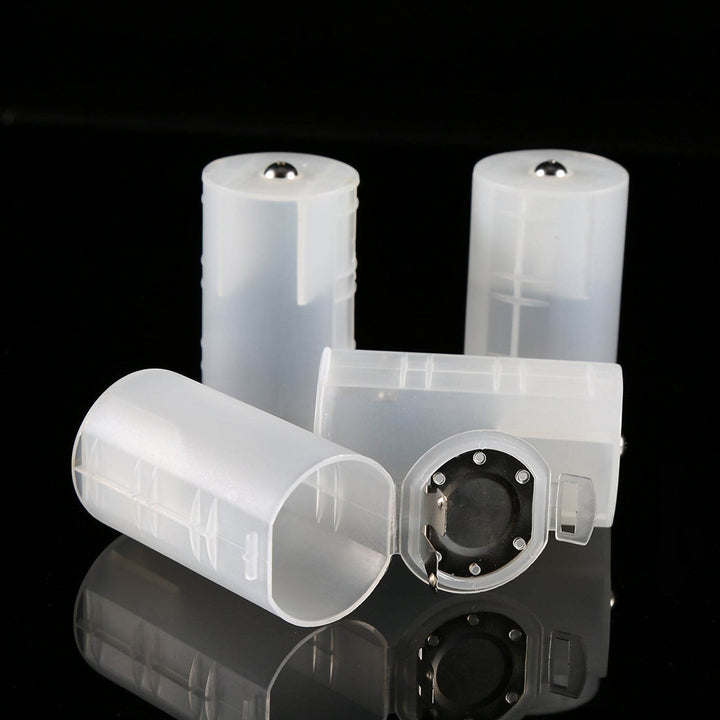 4pcs AA to Size D Battery Adapters Holder Switcher Converter Cases Box White - ZEYTONCART