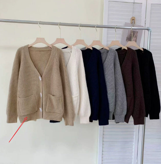 Winter New Horn Button Loose Sweater Coat - ZEYTONCART