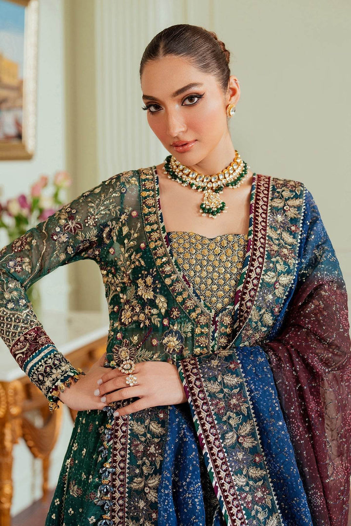 Luxurious 3-Piece Chiffon Ensemble – Chunri Elegance with Heirloom Craftsmanship EMBROIDERED CHIFFON CH13-03 UNSTITCHED - ZEYTONCART