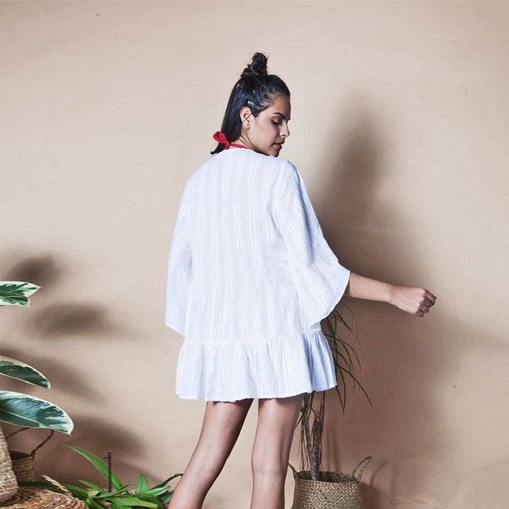 Cotton Jacquard Button Loose Sleeve Sunscreen Clothing For Women - ZEYTONCART