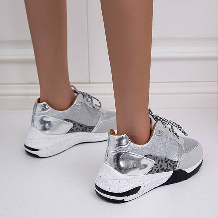 Lace Up Sneakers Wedge Flat Casual Walking Running Shoes For Women - ZEYTONCART