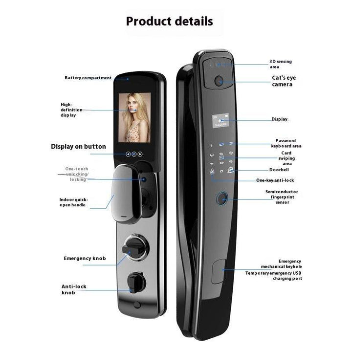 Home Fully Automatic Fingerprint 3D Facial Recognition Smart Lock - ZEYTONCART