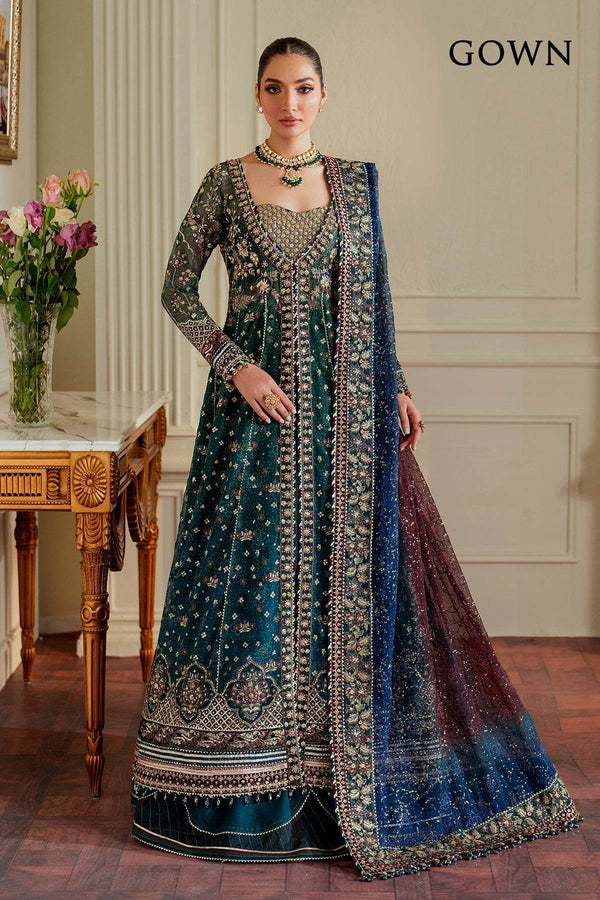 Luxurious 3-Piece Chiffon Ensemble – Chunri Elegance with Heirloom Craftsmanship EMBROIDERED CHIFFON CH13-03 UNSTITCHED - ZEYTONCART