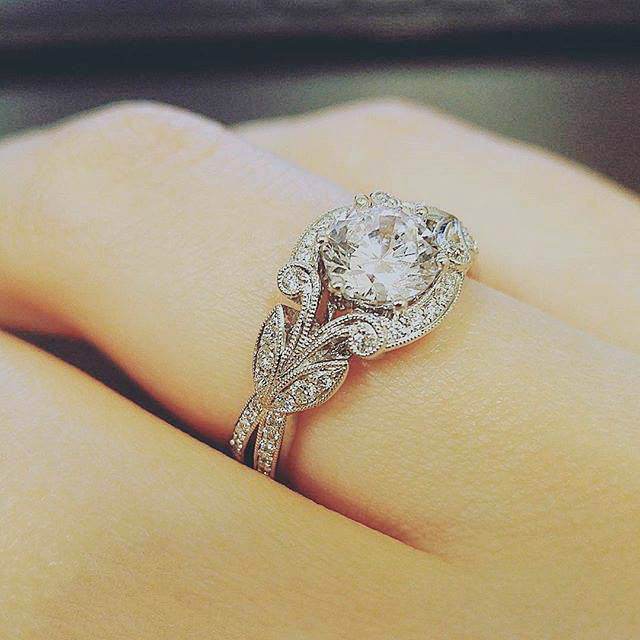 European and American Princess Rings Diamond Rings Tree Leaf Engagement Rings - ZEYTONCART