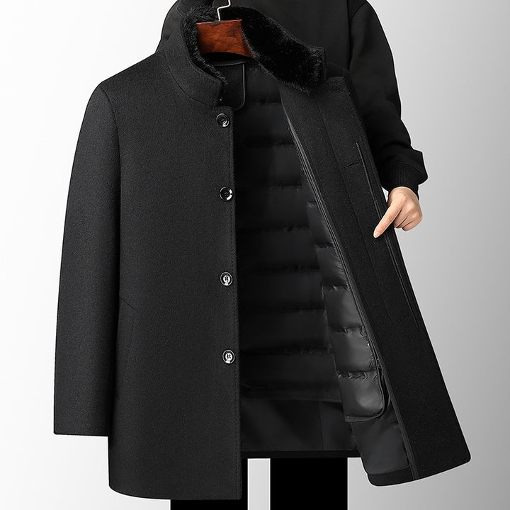 Men's Wool Overcoat Autumn And Winter New Mid-length Thickening Detachable Down Feather Liner - ZEYTONCART