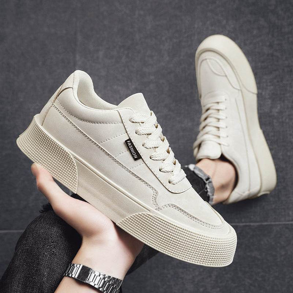 Casual Board Flat Shoes Men Breathable Thick-soled Lace-up Sneakers For Walking Running - ZEYTONCART