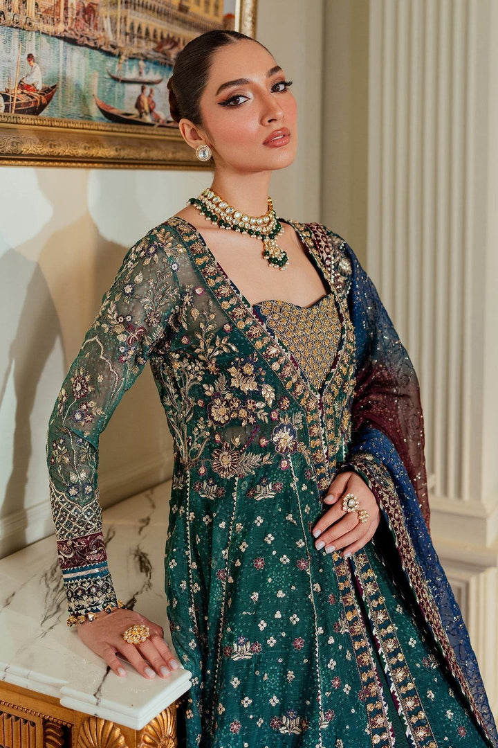 Luxurious 3-Piece Chiffon Ensemble – Chunri Elegance with Heirloom Craftsmanship EMBROIDERED CHIFFON CH13-03 UNSTITCHED - ZEYTONCART