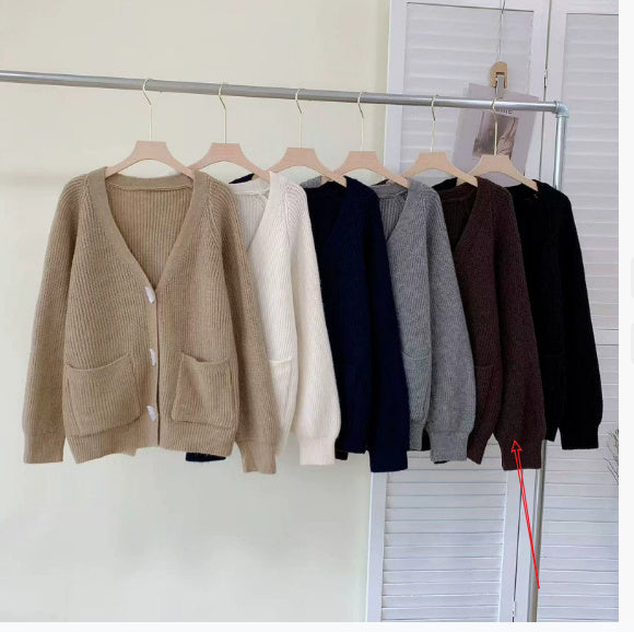 Winter New Horn Button Loose Sweater Coat - ZEYTONCART