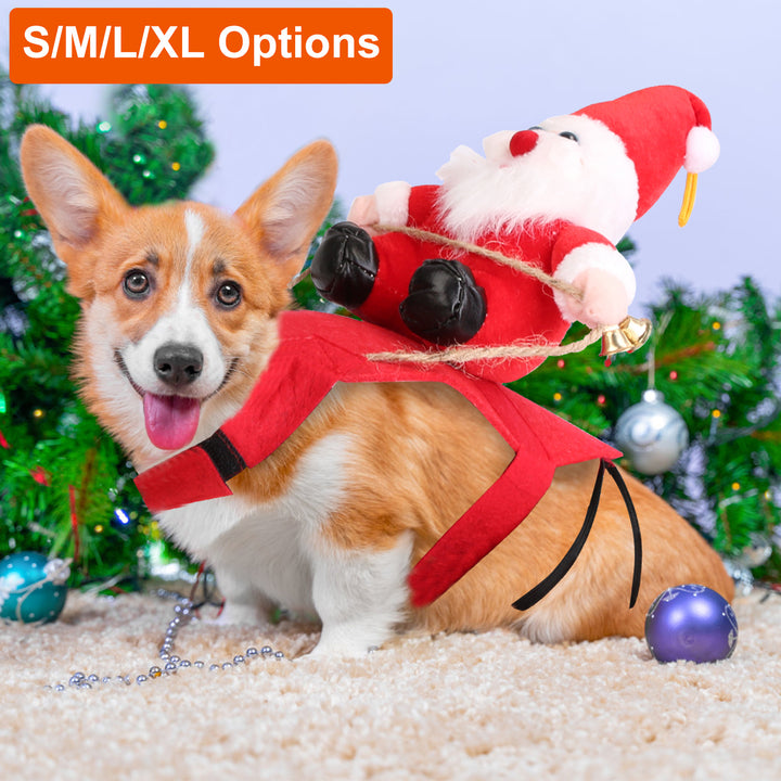 S-M-L-XL Options -- 1Pc Pet Christmas Costumes Red Winter Coat For Dog Riding Santa Claus With Bell Clothes New Year Outfit Cosplay Costumes Party Dress Up For Cats - ZEYTONCART