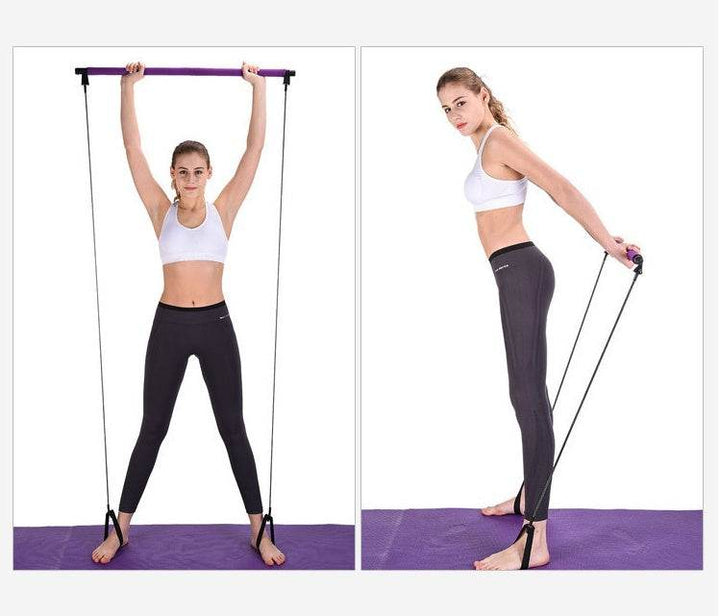 Yoga Crossfit Resistance Bands Exerciser Pull Rope Portable Gym Workout Pilates Bar Trainer Elastic Bands - ZEYTONCART