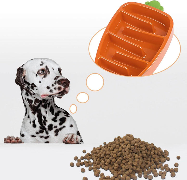 Slow Feeder Dog Bowl, Dog Food Bowl For Small & Medium-Sized Dogs, Carrot Design Dog Bowls,Non-Slip Dog Slow Feeder Bowls, Pet Slow Feeder Bowl For Dry Wet Food - ZEYTONCART