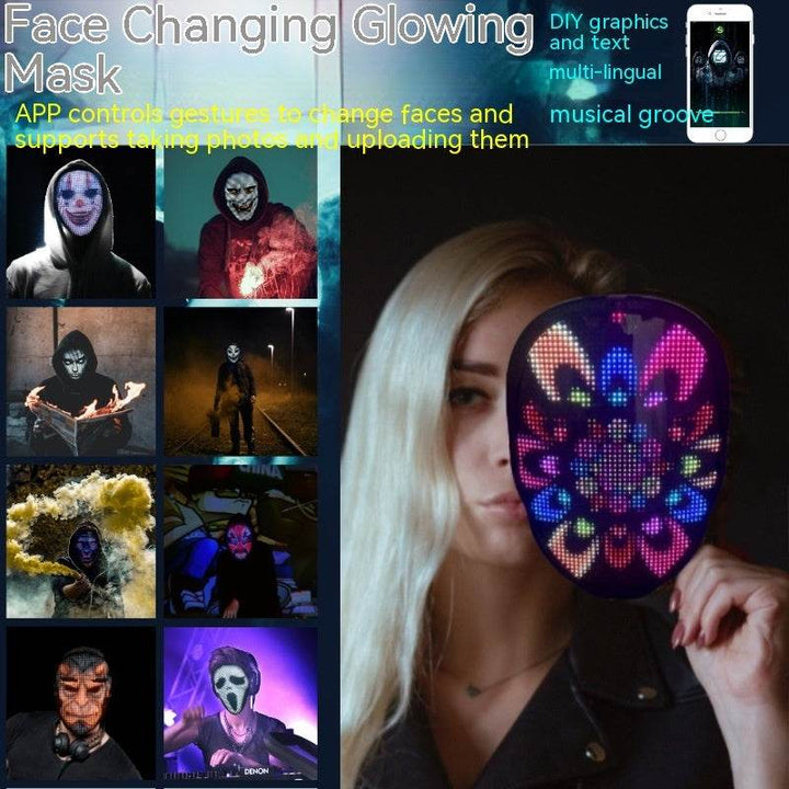 Halloween Face Masks Full Color LED Luminous Mask Face Changing Mask Party Bar Props - ZEYTONCART