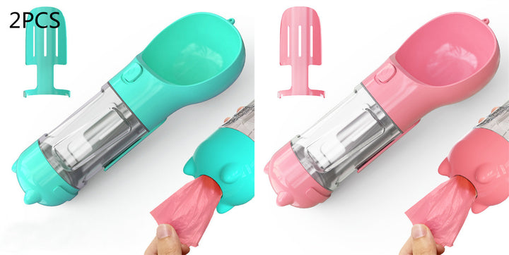 Pet Water Bottle Feeder Bowl Garbage Bag Storage Portable Pet Outdoor Travel 3 In 1 Dog Water Bottle - ZEYTONCART