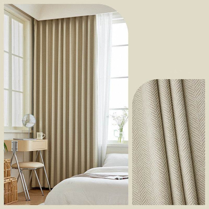 Home Fashion Herringbone Pattern Chenille Blackout Curtains - ZEYTONCART